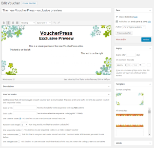Preview of VoucherPress 2.0 editor